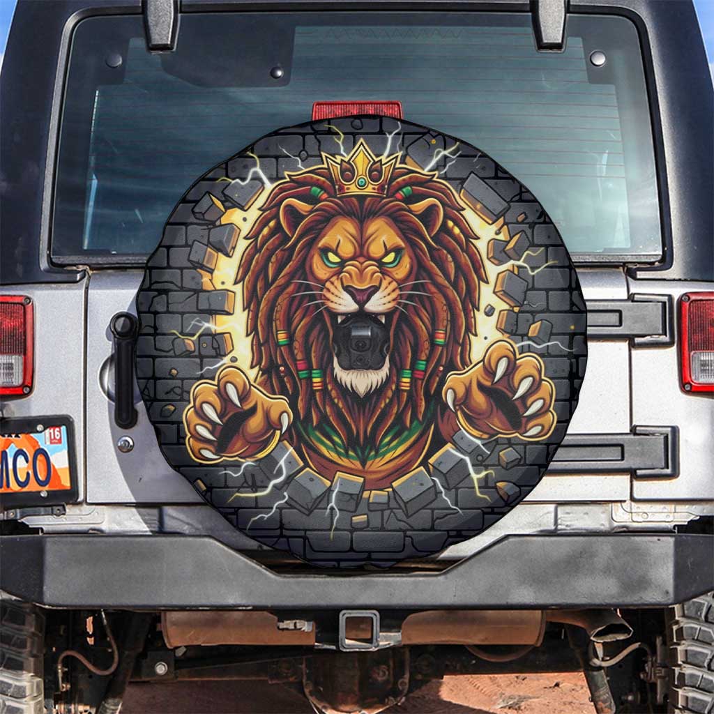 Jamaica Rasta Lion Spare Tire Cover Reggae Lion Breaking Wall Design - Wonder Print Shop