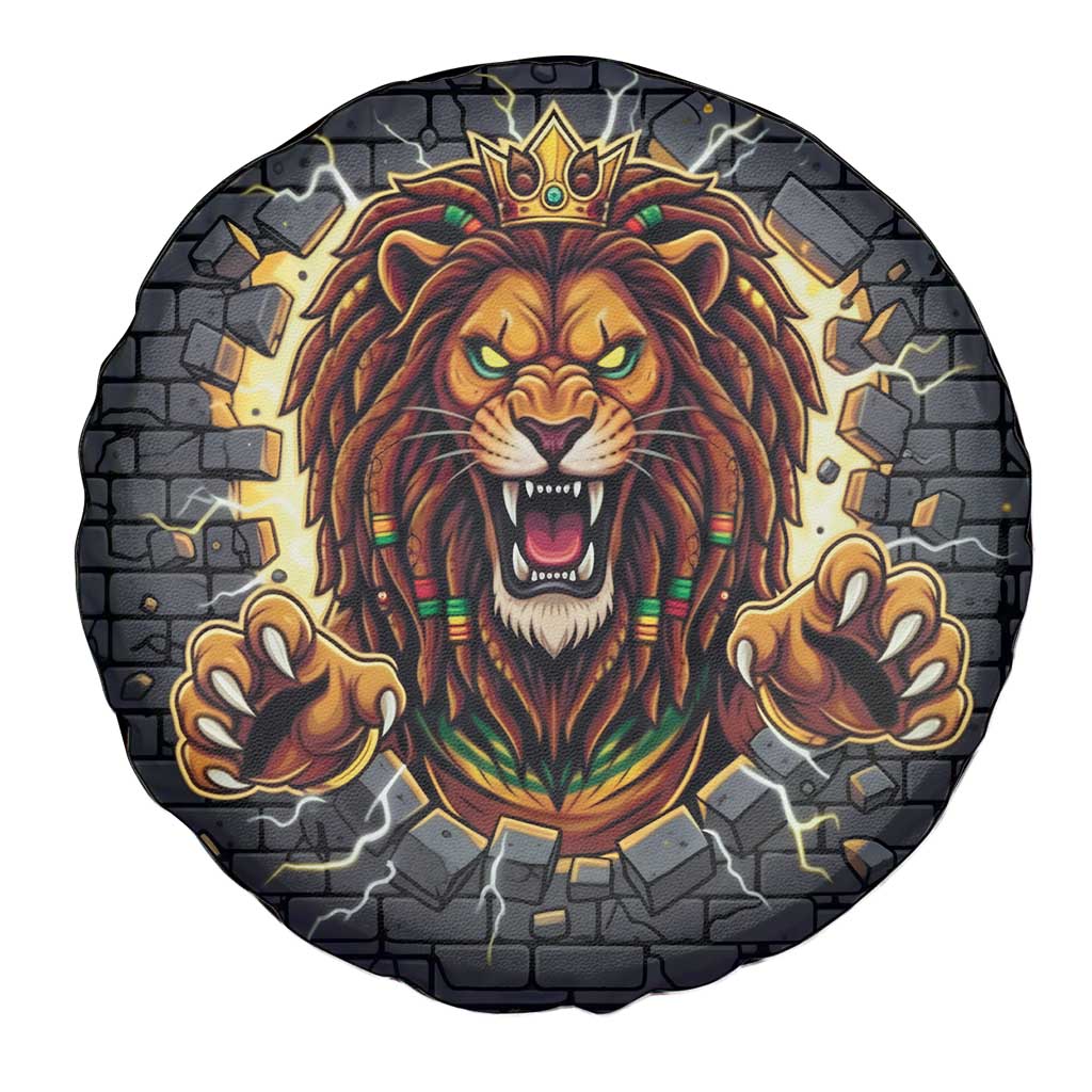Jamaica Rasta Lion Spare Tire Cover Reggae Lion Breaking Wall Design - Wonder Print Shop