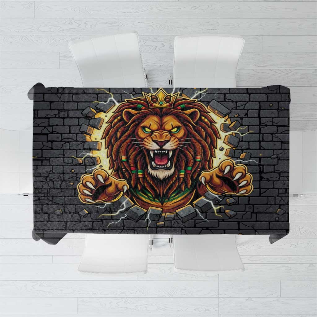 Jamaica Rasta Lion Tablecloth Reggae Lion Breaking Wall Design - Wonder Print Shop