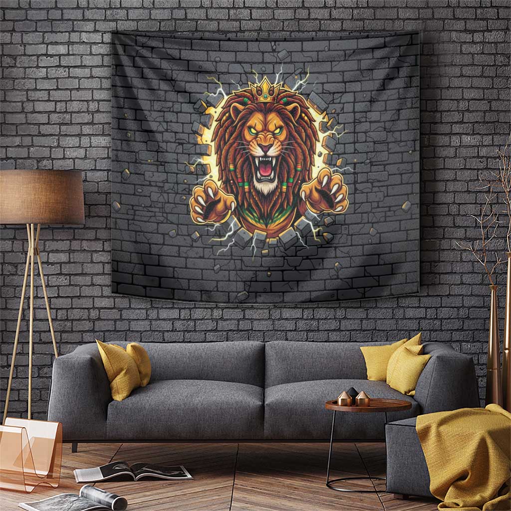 Jamaica Rasta Lion Tapestry Reggae Lion Breaking Wall Design - Wonder Print Shop