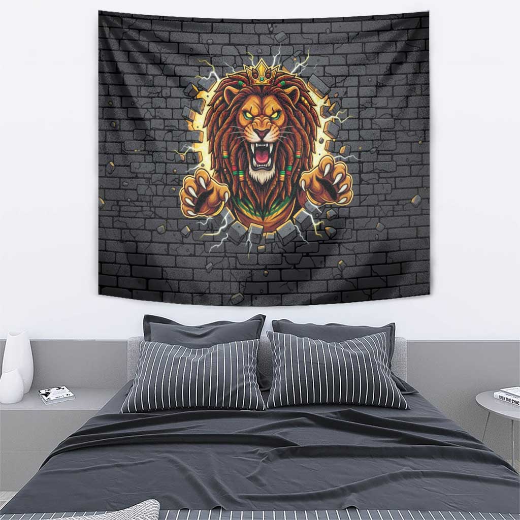 Jamaica Rasta Lion Tapestry Reggae Lion Breaking Wall Design - Wonder Print Shop