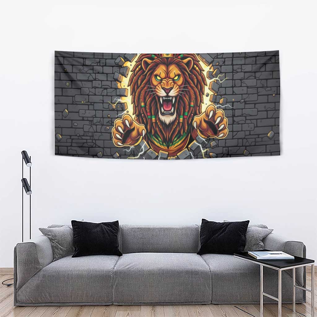 Jamaica Rasta Lion Tapestry Reggae Lion Breaking Wall Design - Wonder Print Shop