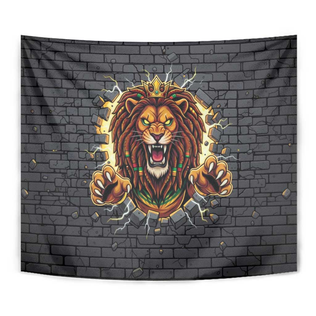 Jamaica Rasta Lion Tapestry Reggae Lion Breaking Wall Design - Wonder Print Shop