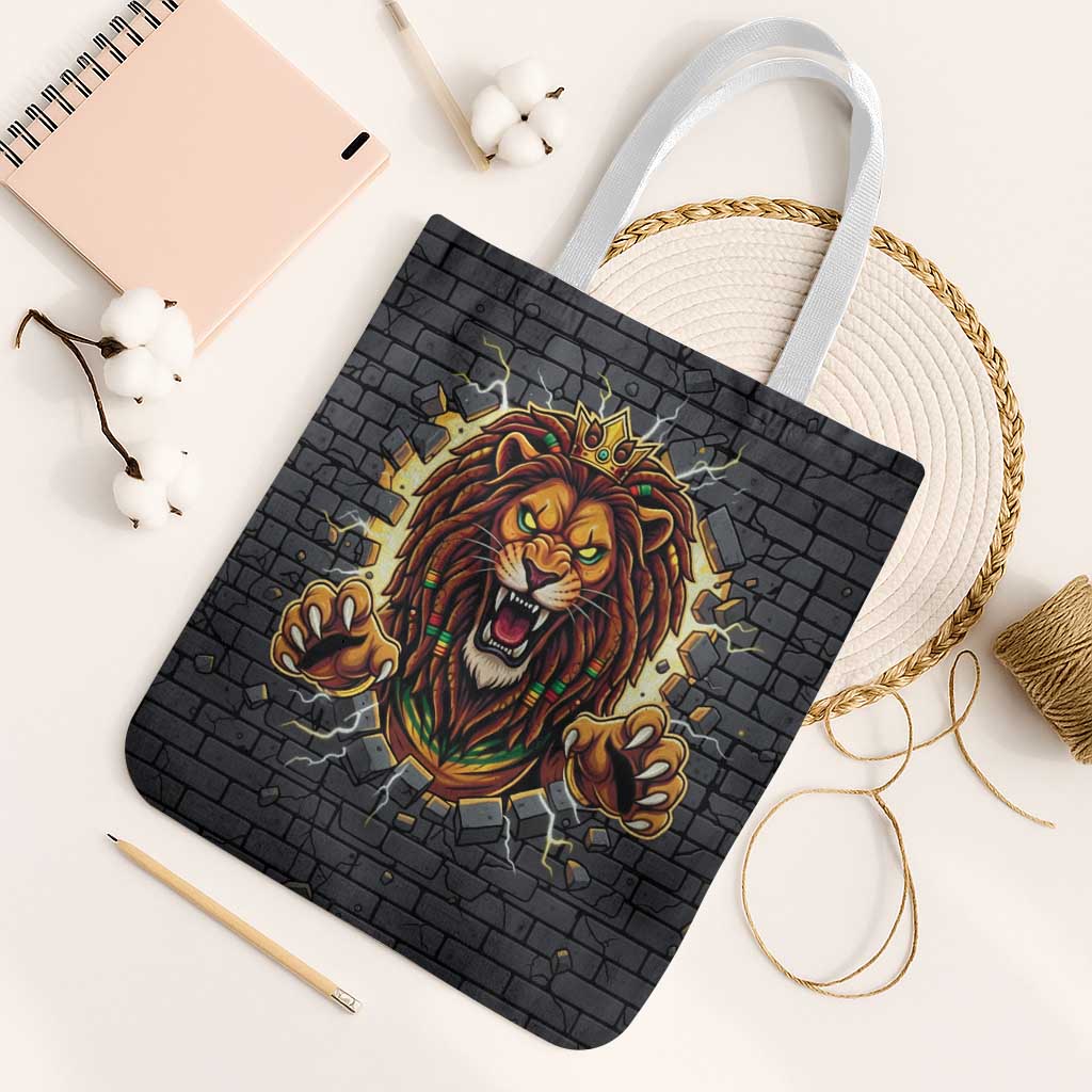 Jamaica Rasta Lion Tote Bag Reggae Lion Breaking Wall Design - Wonder Print Shop
