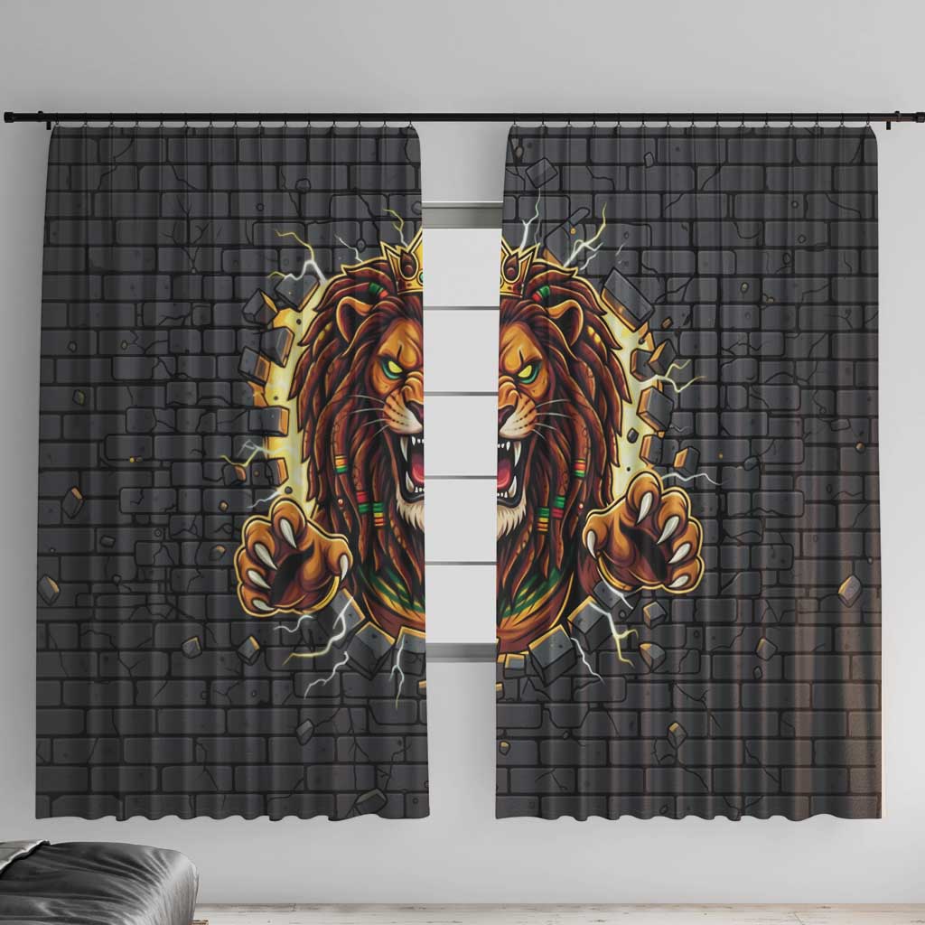 Jamaica Rasta Lion Window Curtain Reggae Lion Breaking Wall Design - Wonder Print Shop
