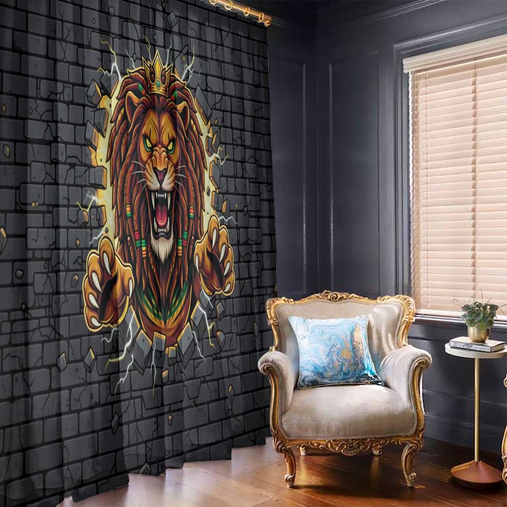 Jamaica Rasta Lion Window Curtain Reggae Lion Breaking Wall Design - Wonder Print Shop