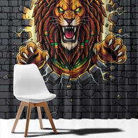 Jamaica Rasta Lion Window Curtain Reggae Lion Breaking Wall Design - Wonder Print Shop