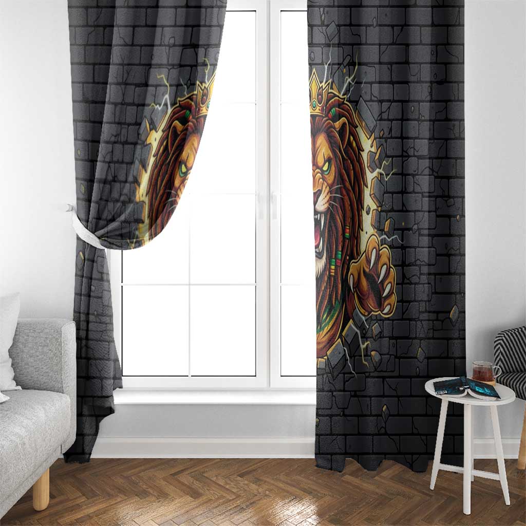 Jamaica Rasta Lion Window Curtain Reggae Lion Breaking Wall Design - Wonder Print Shop