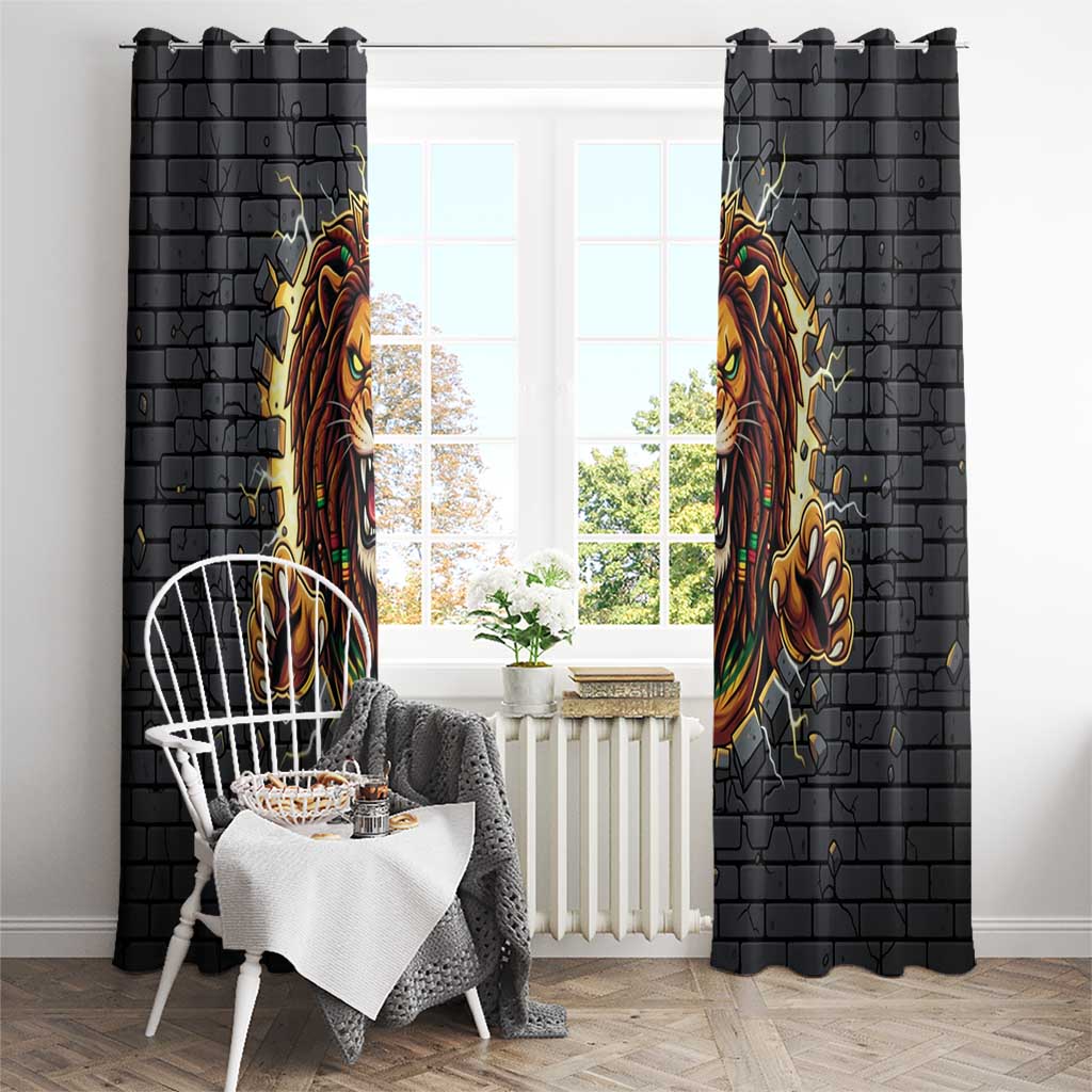 Jamaica Rasta Lion Window Curtain Reggae Lion Breaking Wall Design - Wonder Print Shop
