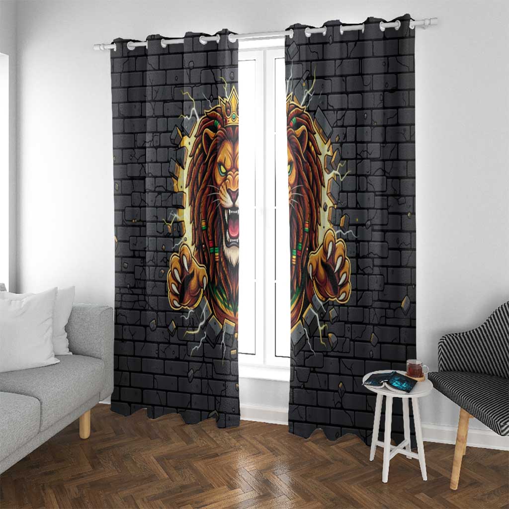 Jamaica Rasta Lion Window Curtain Reggae Lion Breaking Wall Design - Wonder Print Shop