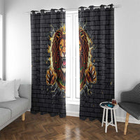 Jamaica Rasta Lion Window Curtain Reggae Lion Breaking Wall Design - Wonder Print Shop