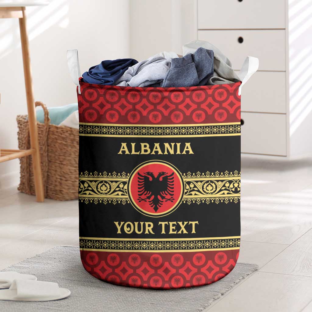 Personalized Albania Eagle Laundry Basket Red and Black Heritage - Wonder Print Shop
