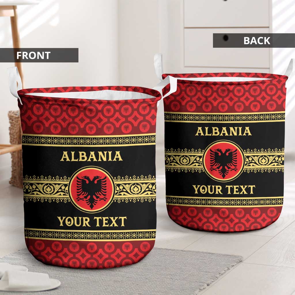 Personalized Albania Eagle Laundry Basket Red and Black Heritage - Wonder Print Shop