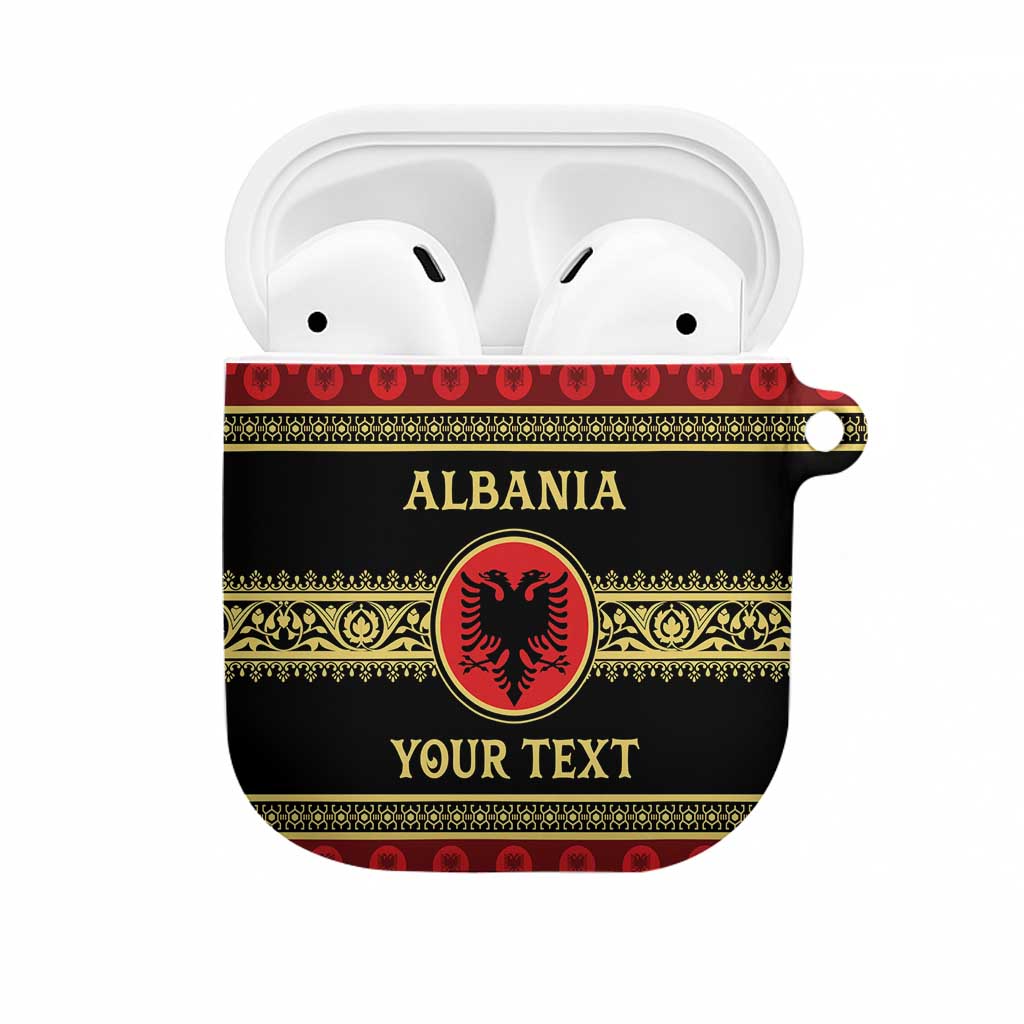 Personalized Albania Eagle AirPods Case Red and Black Heritage - Wonder Print Shop