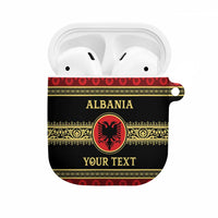 Personalized Albania Eagle AirPods Case Red and Black Heritage - Wonder Print Shop
