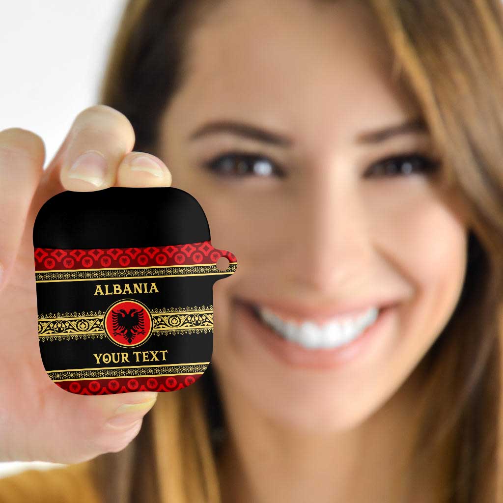 Personalized Albania Eagle AirPods Case Red and Black Heritage - Wonder Print Shop