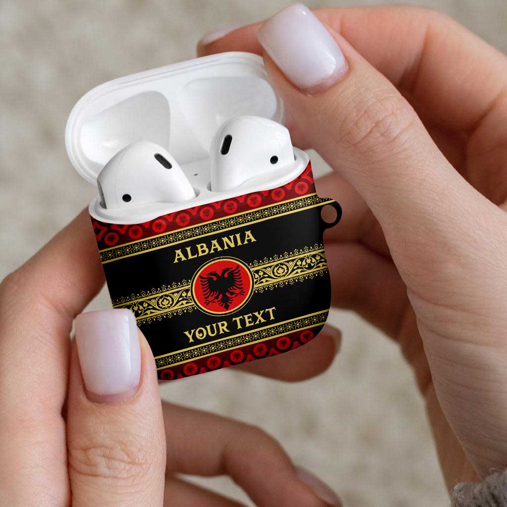 Personalized Albania Eagle AirPods Case Red and Black Heritage - Wonder Print Shop
