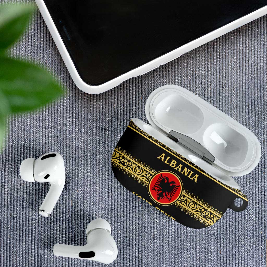 Personalized Albania Eagle AirPods Case Red and Black Heritage - Wonder Print Shop