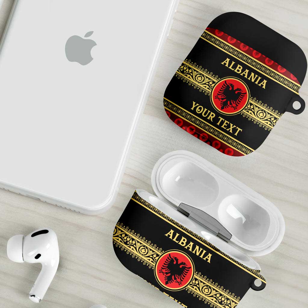 Personalized Albania Eagle AirPods Case Red and Black Heritage - Wonder Print Shop