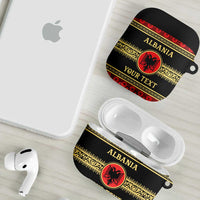 Personalized Albania Eagle AirPods Case Red and Black Heritage - Wonder Print Shop