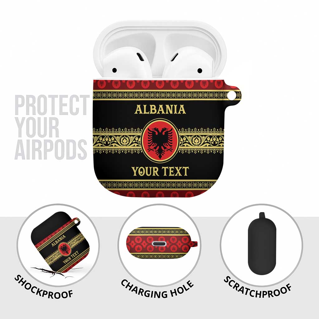 Personalized Albania Eagle AirPods Case Red and Black Heritage - Wonder Print Shop