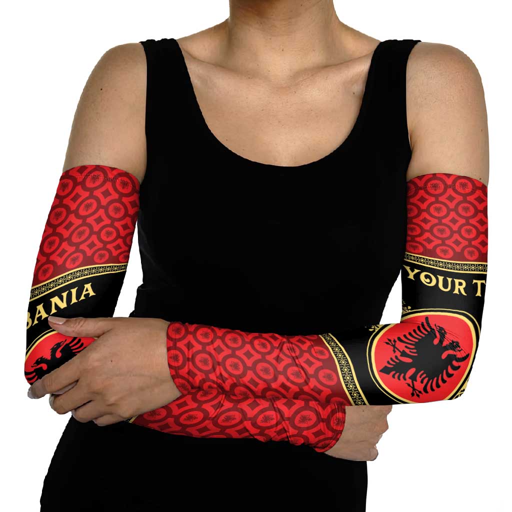 Personalized Albania Eagle Arm Sleeves Red and Black Heritage - Wonder Print Shop