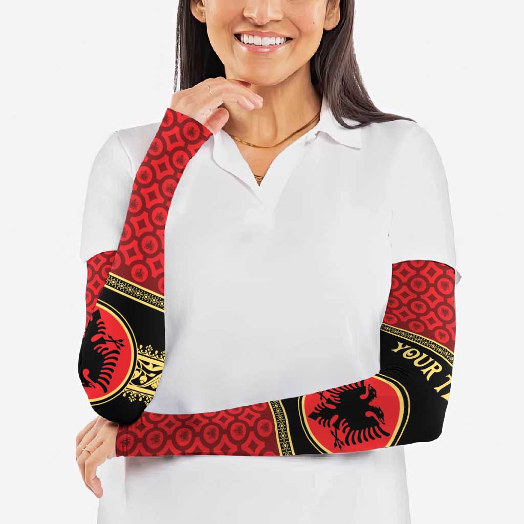 Personalized Albania Eagle Arm Sleeves Red and Black Heritage - Wonder Print Shop