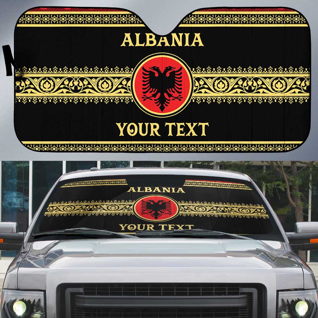 Personalized Albania Eagle Auto Sun Shade Red and Black Heritage - Wonder Print Shop