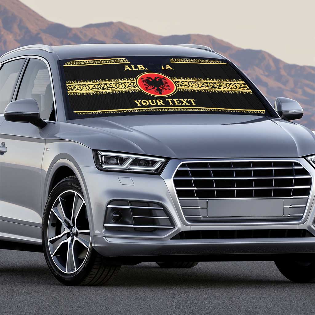 Personalized Albania Eagle Auto Sun Shade Red and Black Heritage - Wonder Print Shop