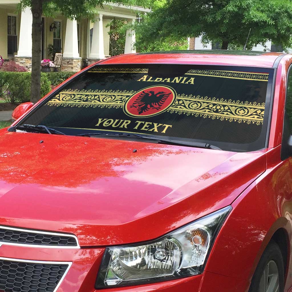 Personalized Albania Eagle Auto Sun Shade Red and Black Heritage - Wonder Print Shop