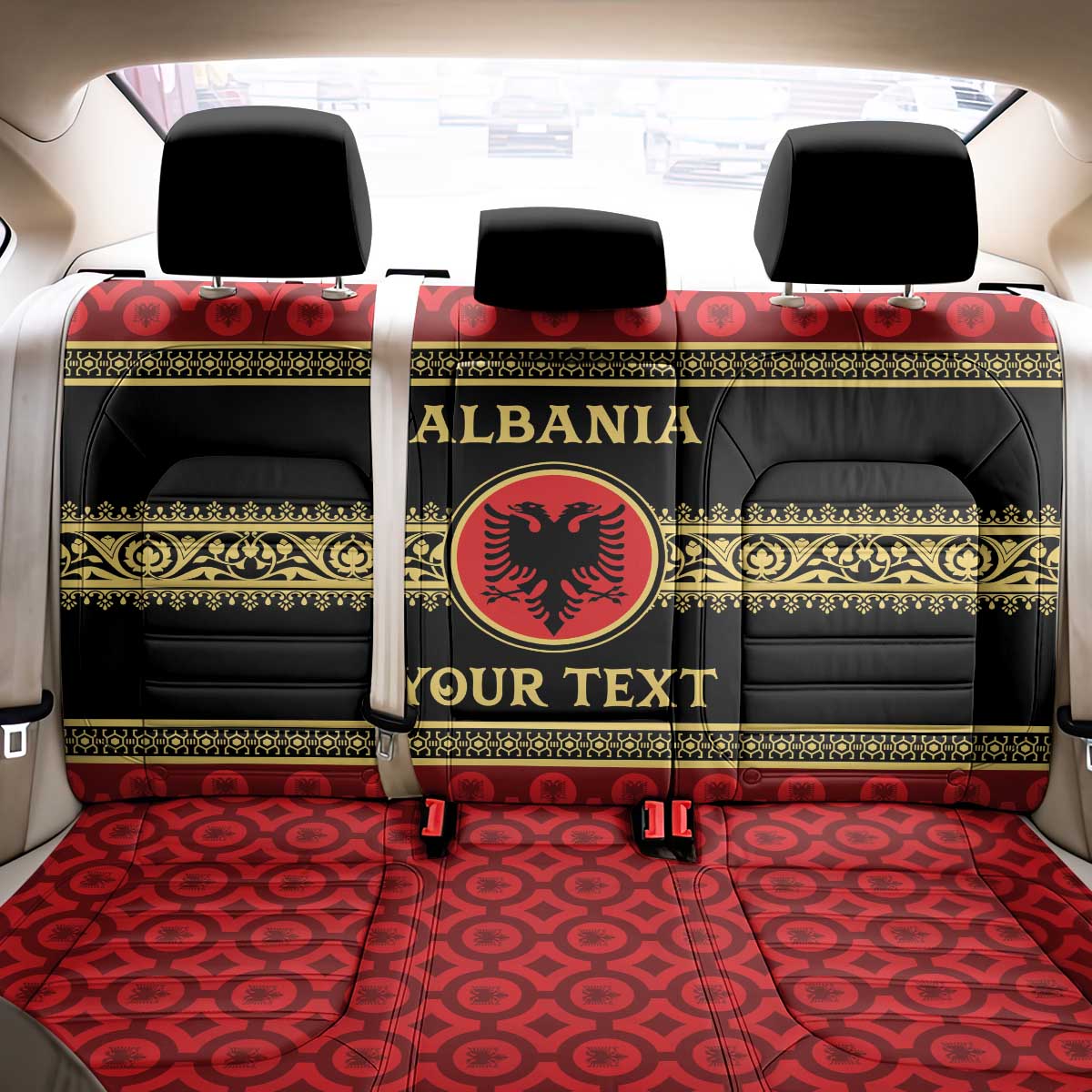Personalized Albania Eagle Back Car Seat Cover Red and Black Heritage - Wonder Print Shop