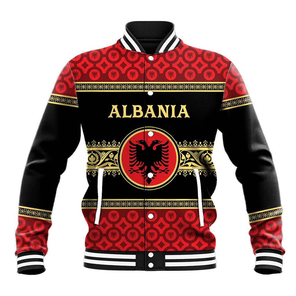 Personalized Albania Eagle Baseball Jacket Red and Black Heritage - Wonder Print Shop
