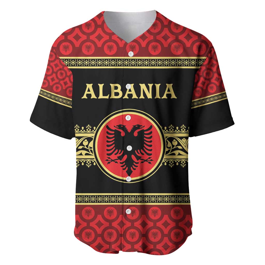 Personalized Albania Eagle Baseball Jersey Red and Black Heritage - Wonder Print Shop