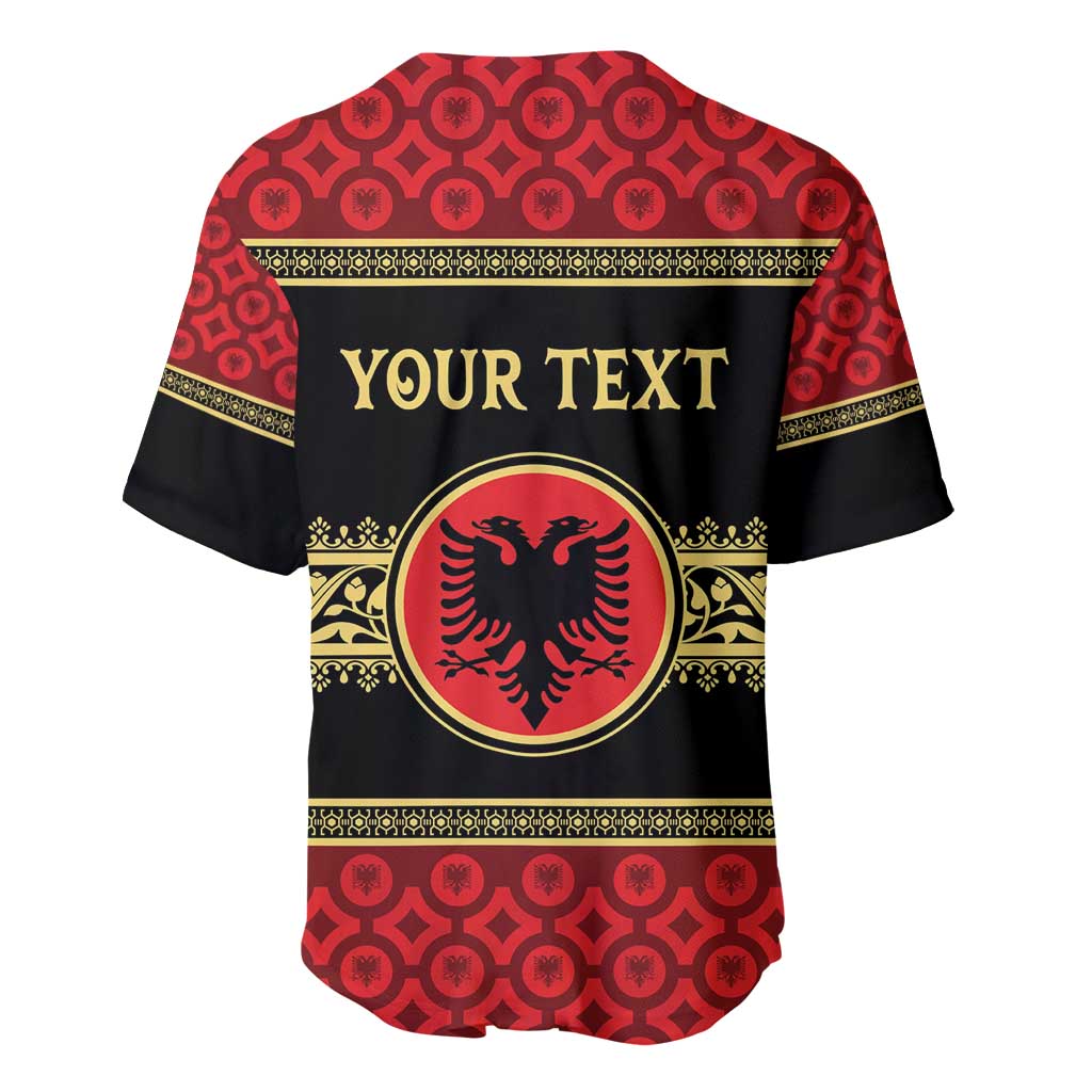 Personalized Albania Eagle Baseball Jersey Red and Black Heritage - Wonder Print Shop