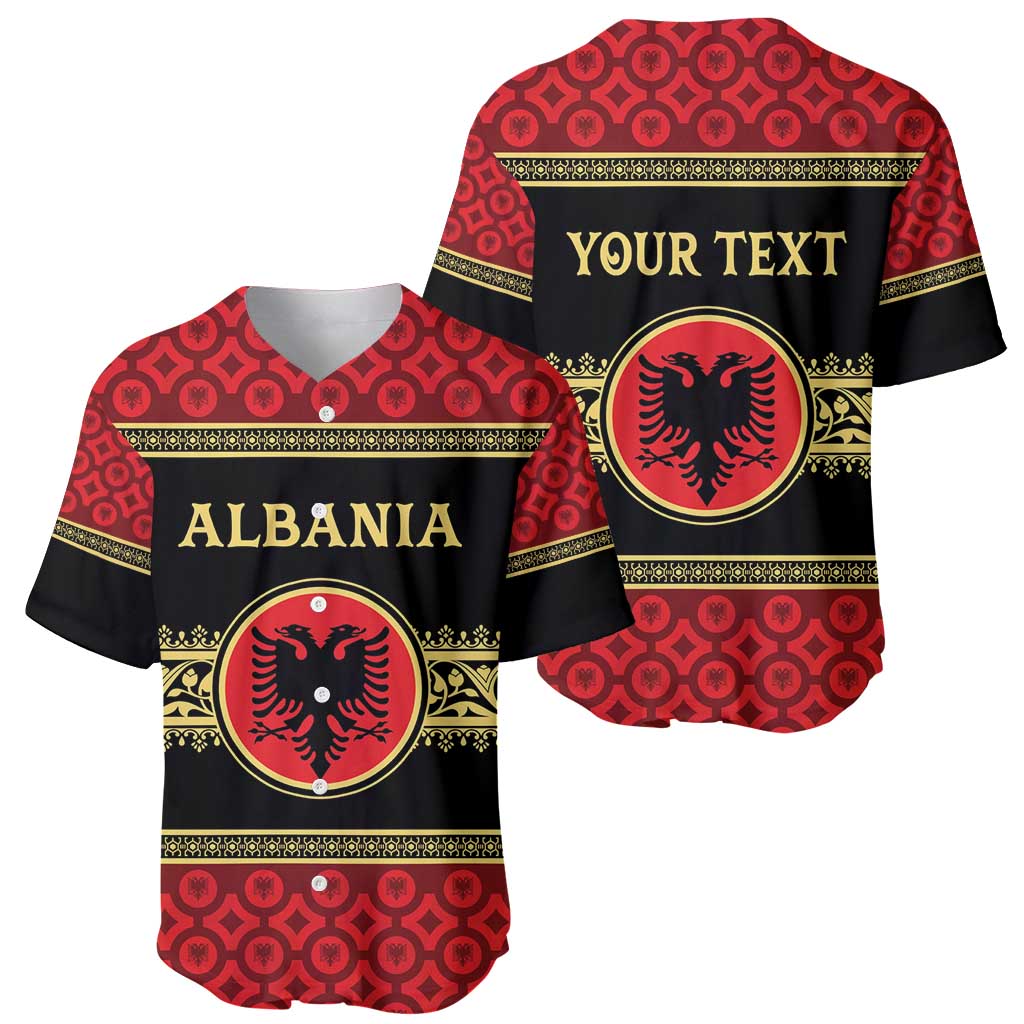 Personalized Albania Eagle Baseball Jersey Red and Black Heritage - Wonder Print Shop