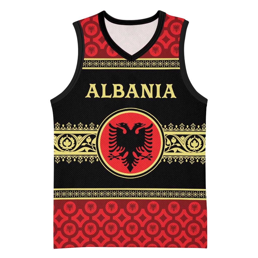 Personalized Albania Eagle Basketball Jersey Red and Black Heritage - Wonder Print Shop
