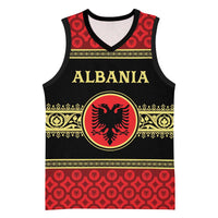Personalized Albania Eagle Basketball Jersey Red and Black Heritage - Wonder Print Shop