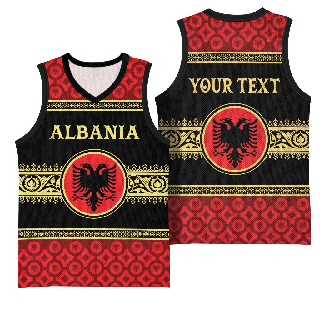 Personalized Albania Eagle Basketball Jersey Red and Black Heritage - Wonder Print Shop