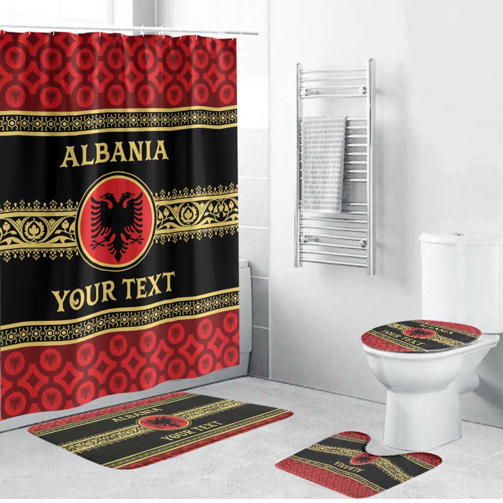 Personalized Albania Eagle Bathroom Set Red and Black Heritage - Wonder Print Shop