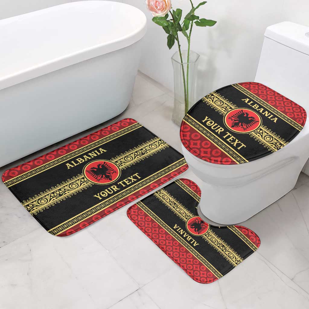Personalized Albania Eagle Bathroom Set Red and Black Heritage - Wonder Print Shop