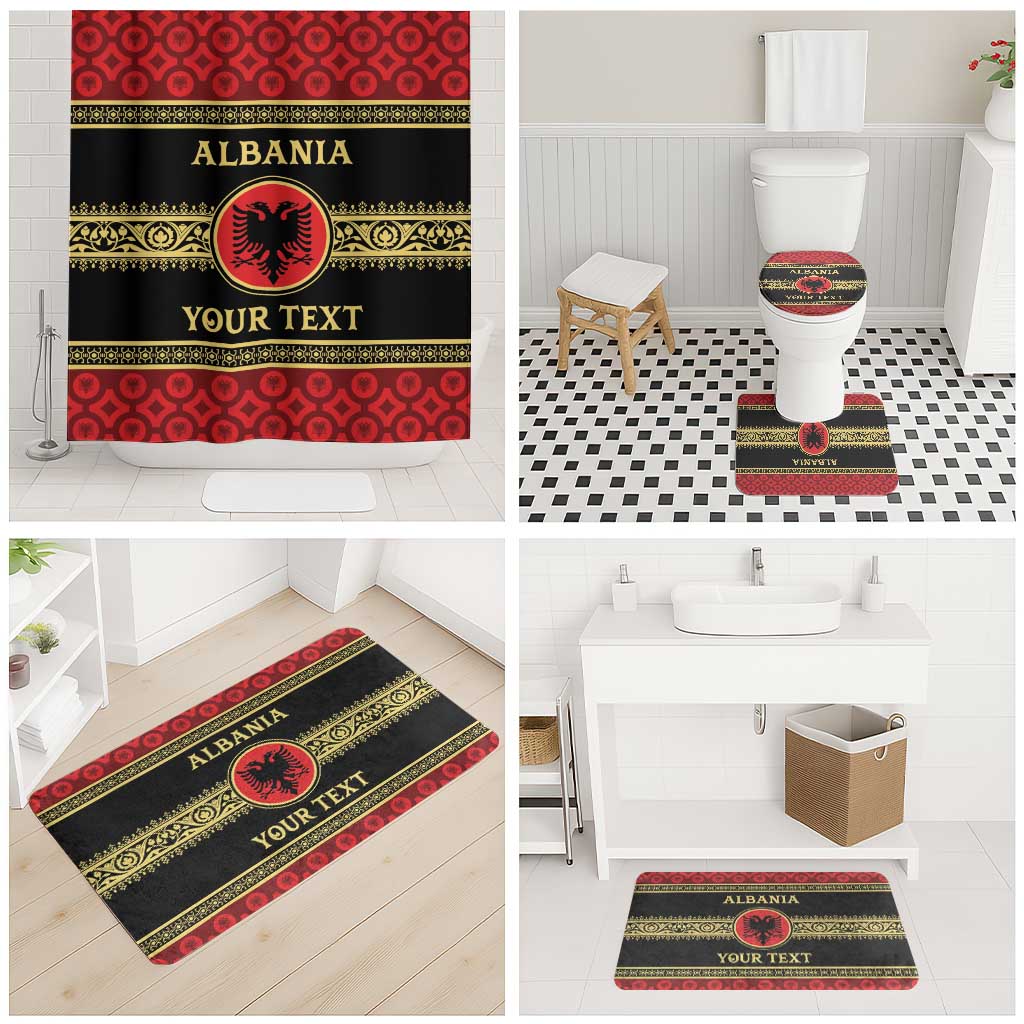 Personalized Albania Eagle Bathroom Set Red and Black Heritage - Wonder Print Shop