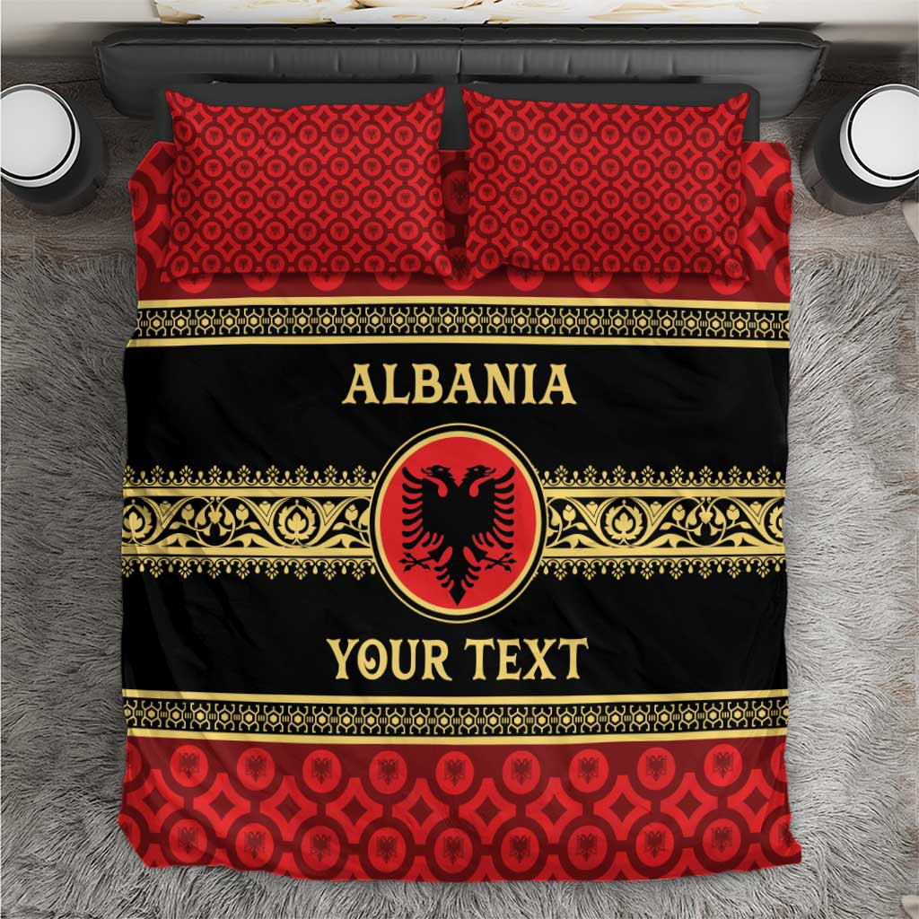 Personalized Albania Eagle Bedding Set Red and Black Heritage - Wonder Print Shop