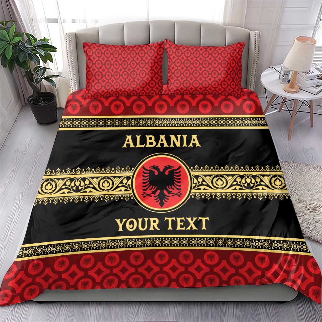 Personalized Albania Eagle Bedding Set Red and Black Heritage - Wonder Print Shop