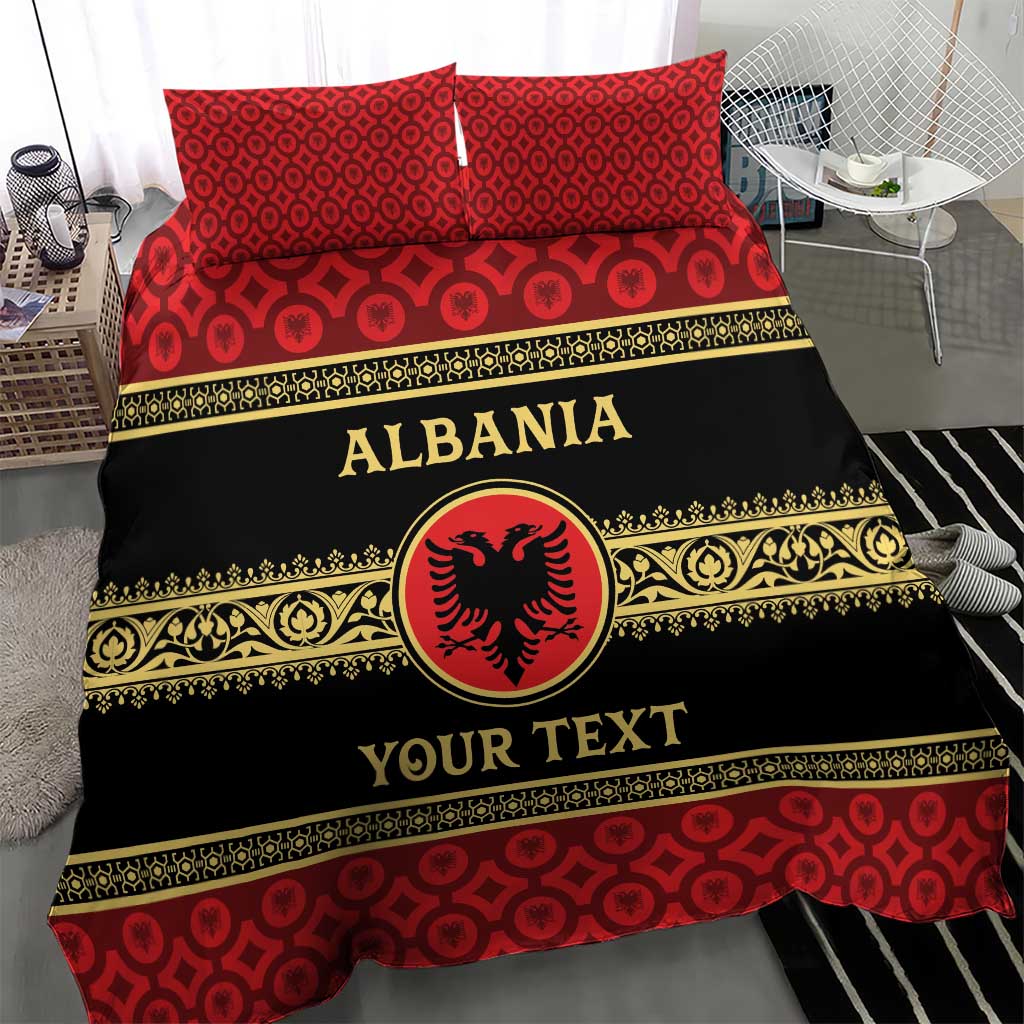 Personalized Albania Eagle Bedding Set Red and Black Heritage - Wonder Print Shop