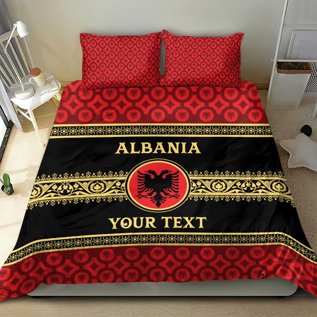 Personalized Albania Eagle Bedding Set Red and Black Heritage - Wonder Print Shop