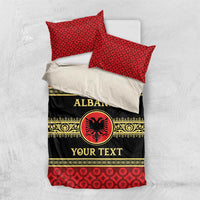 Personalized Albania Eagle Bedding Set Red and Black Heritage - Wonder Print Shop
