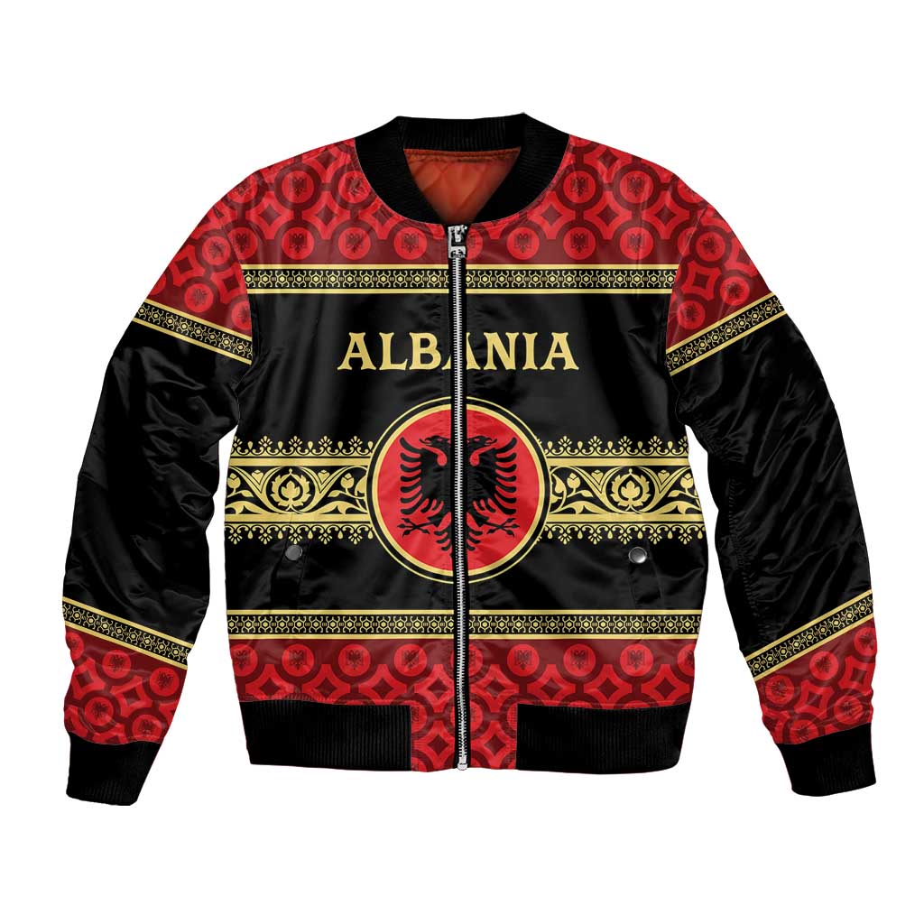 Personalized Albania Eagle Bomber Jacket Red and Black Heritage - Wonder Print Shop