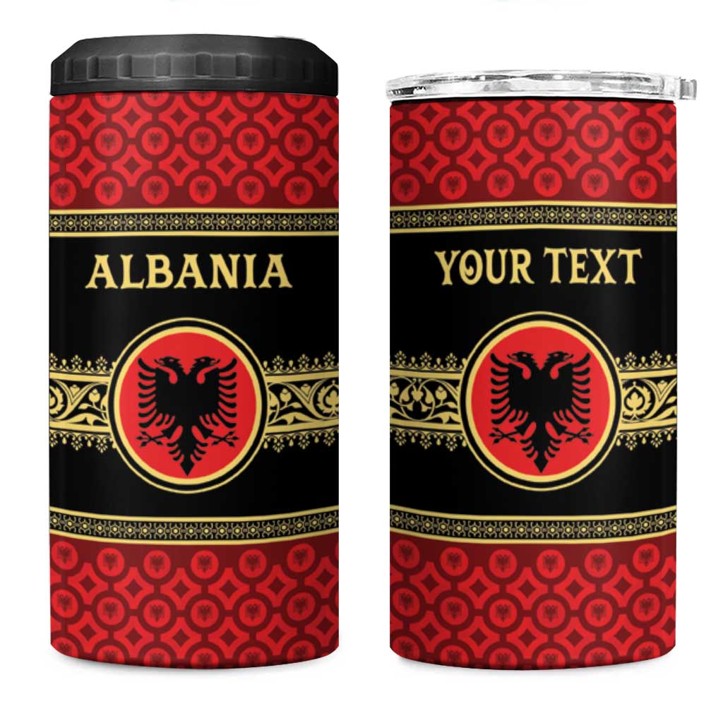 Personalized Albania Eagle 4 in 1 Can Cooler Tumbler Red and Black Heritage - Wonder Print Shop