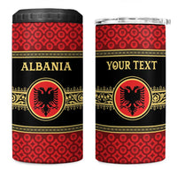 Personalized Albania Eagle 4 in 1 Can Cooler Tumbler Red and Black Heritage - Wonder Print Shop