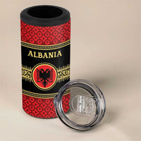 Personalized Albania Eagle 4 in 1 Can Cooler Tumbler Red and Black Heritage - Wonder Print Shop